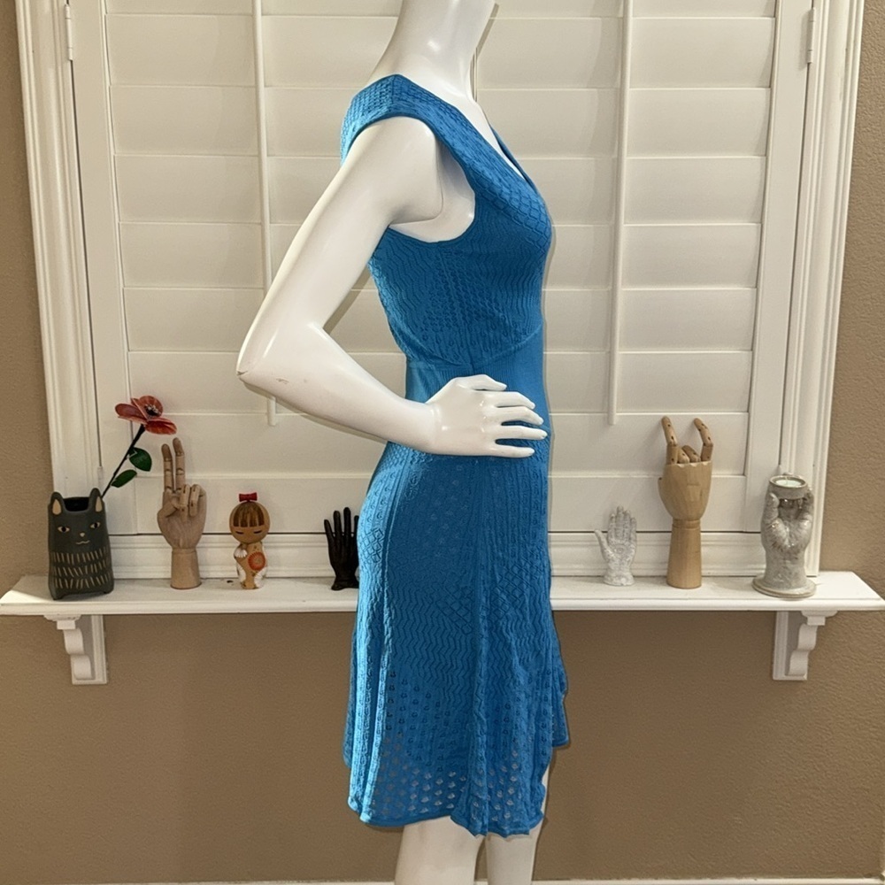 Catherine Malandrino Favorites Betty Pointelle Knit Dress Mediterranean Blue - Picture 4 of 11